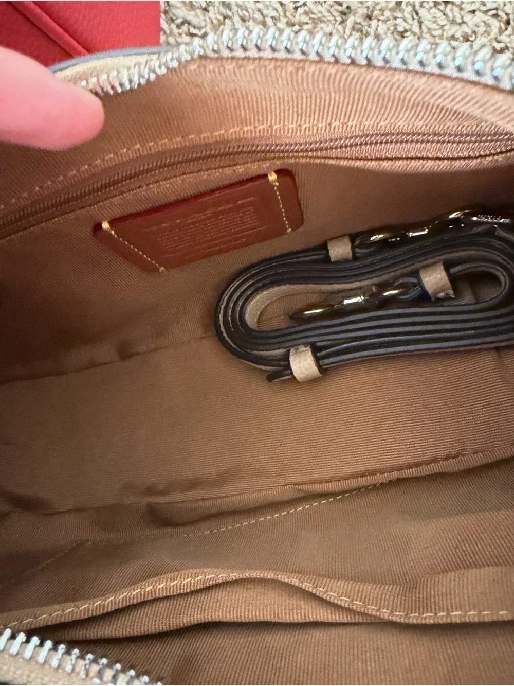 Coach Pebbled Leather Shoulder Bag in Beige